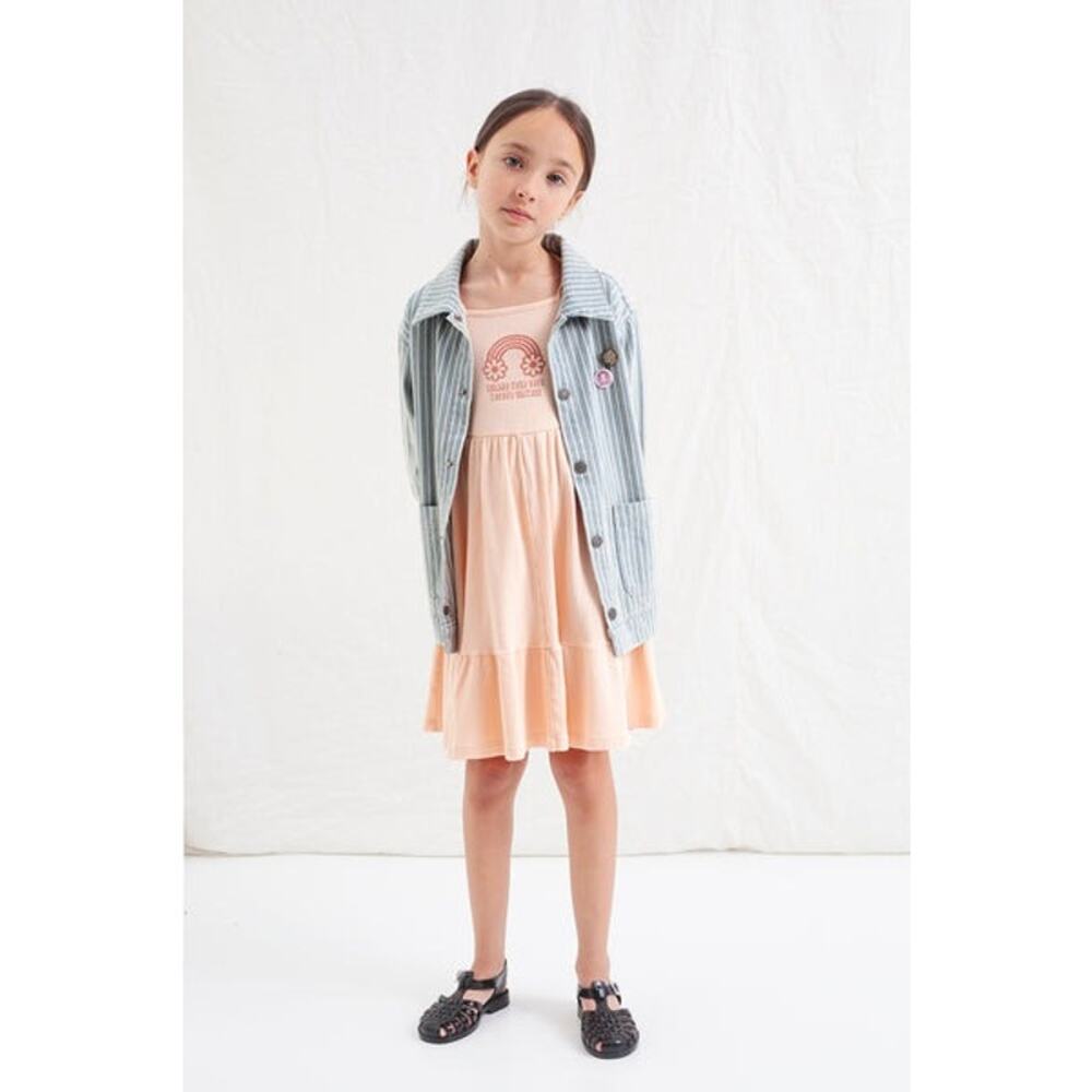Tocoto Vintage Girls Light Peach Island Tour Ribbed Cotton Sundress size 2